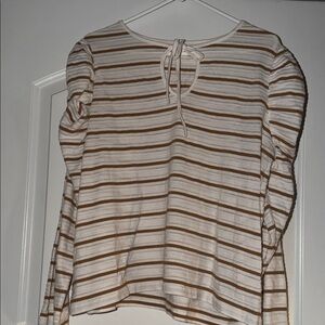 Striped White and Brown Women's Top